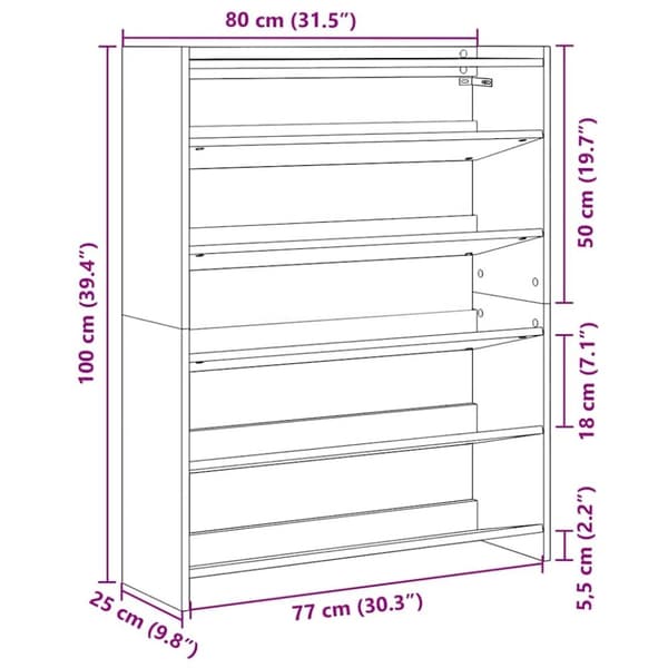 vidaXL Kenkäteline musta 80x25x100 cm tekninen puu