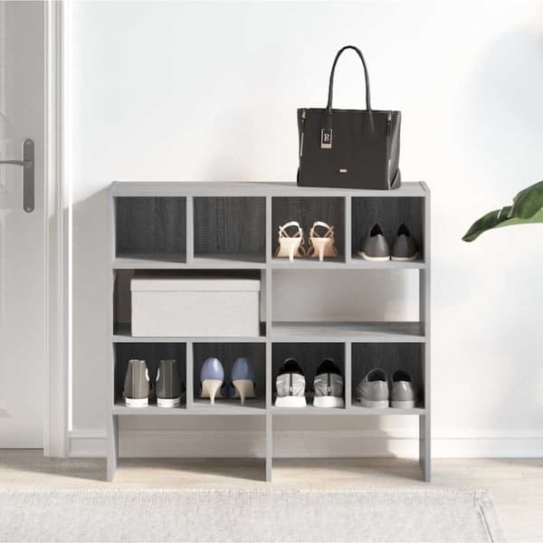 vidaXL skostativer stabelbare 2 stk. 89,5x30x40 cm grå sonoma-eg