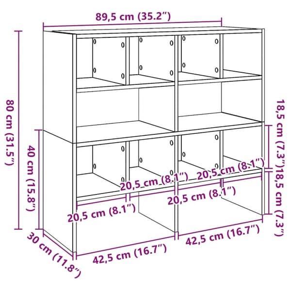vidaXL skostativer stabelbare 2 stk. 89,5x30x40 cm grå sonoma-eg