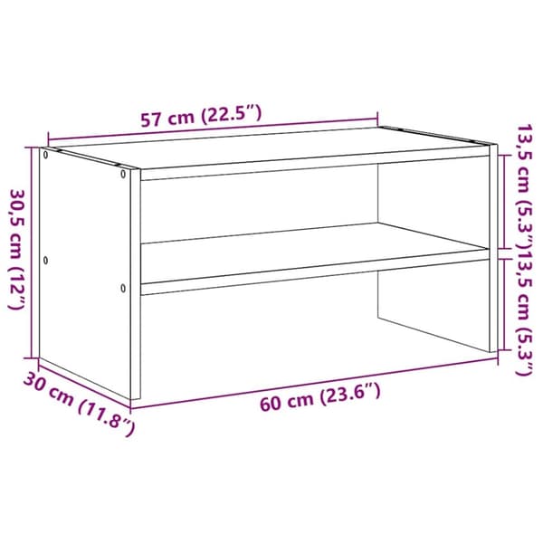 vidaXL Skostativ Stablebar Sort eik 60x30x30,5 cm