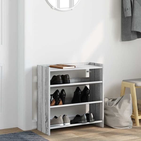 vidaXL Skohylle grå sonoma 60x25x62 cm konstruert tre