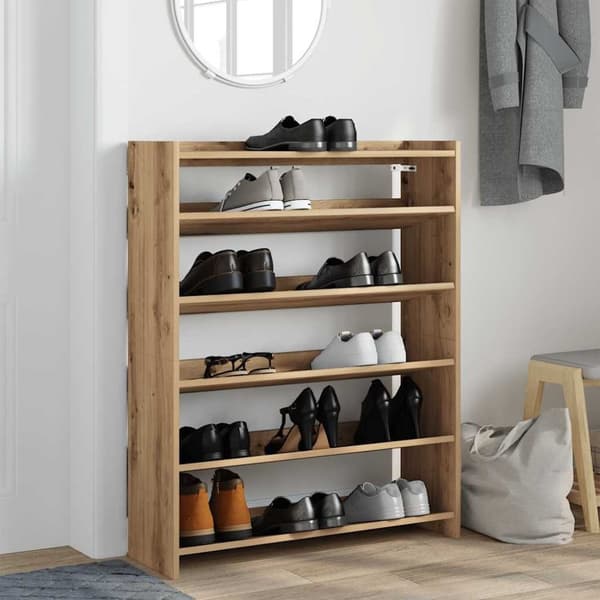 vidaXL Skohylle artisan eik 80x25x100 cm konstruert tre