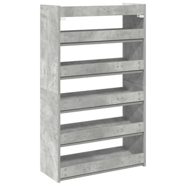 vidaXL Skohylle betonggrå 60x25x100 cm konstruert tre