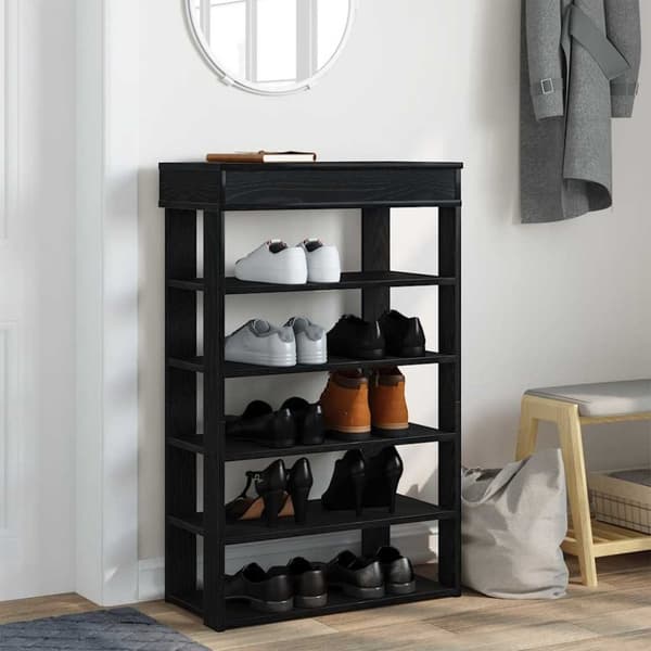 vidaXL Kenkäteline musta 60x30x98 cm tekninen puu