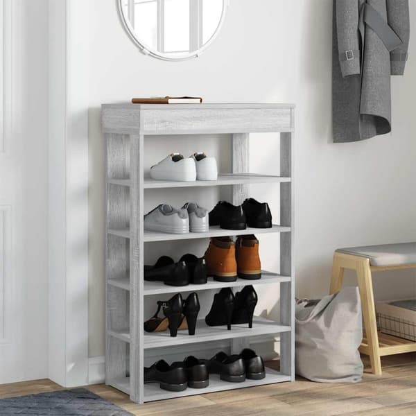 vidaXL Kenkäteline harmaa Sonoma 60x30x98 cm tekninen puu