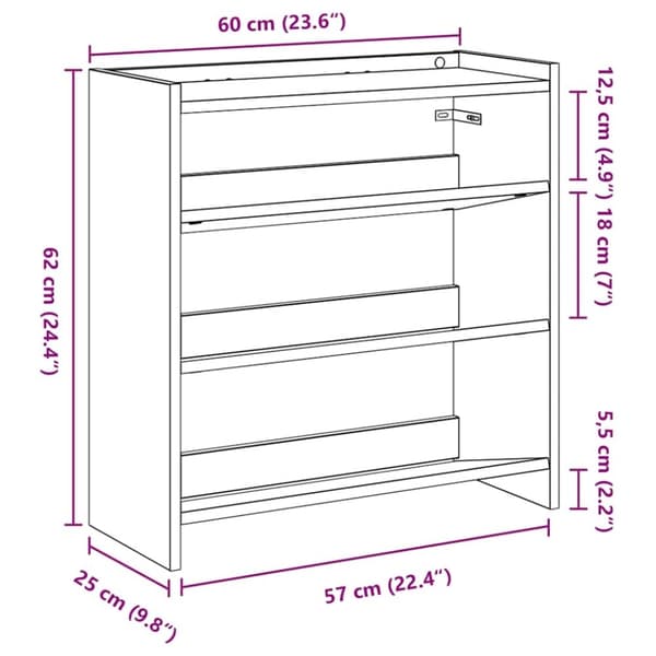 vidaXL Kenkäteline savutammi 60x25x62 cm tekninen puu