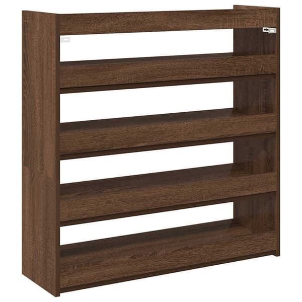 vidaXL skostativ 80x25x81 cm konstrueret træ brun egetræsfarve