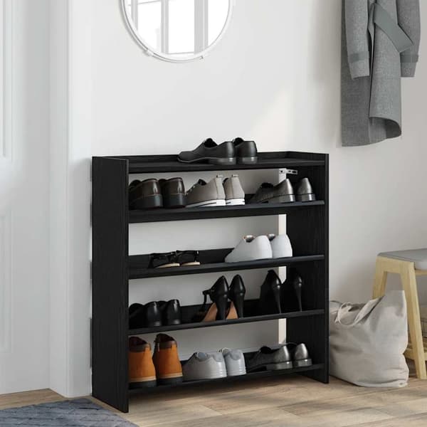 vidaXL skostativ 80x25x81 cm konstrueret træ sort