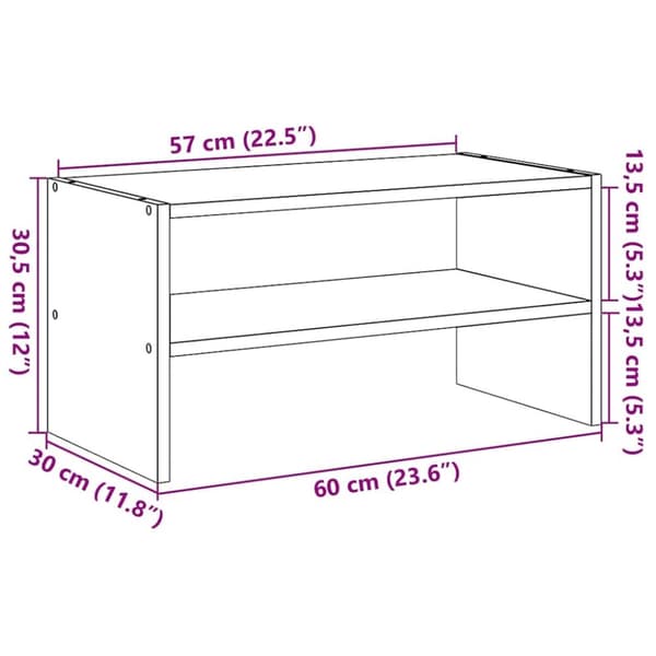 vidaXL Skostativ stablebar sonoma eik 60x30x30,5 cm