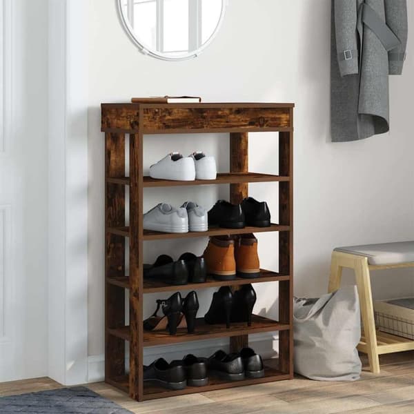 vidaXL Skohylle røkt eik 60x30x98 cm konstruert tre