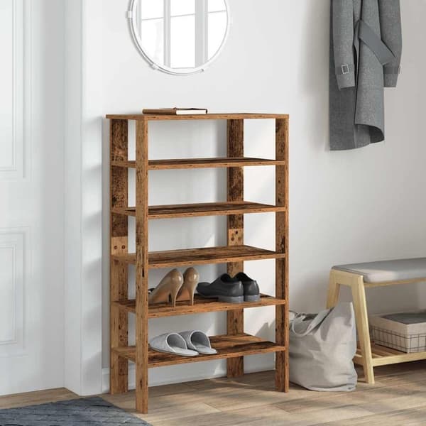 vidaXL Skohylle gammelt tre 61x32x105 cm konstruert tre