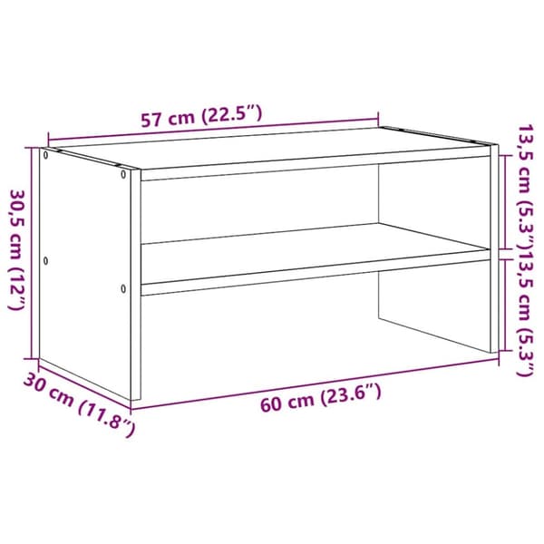 vidaXL Kenkäteline Pinottava Harmaa Sonoma 60x30x30,5 cm
