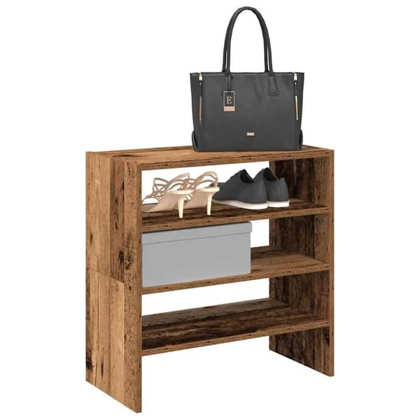 vidaXL skostativer stabelbare 2 stk. 60x30x30,5 cm antikt træ