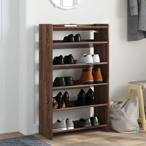 vidaXL Skohylle brun eik 60x25x100 cm konstruert tre