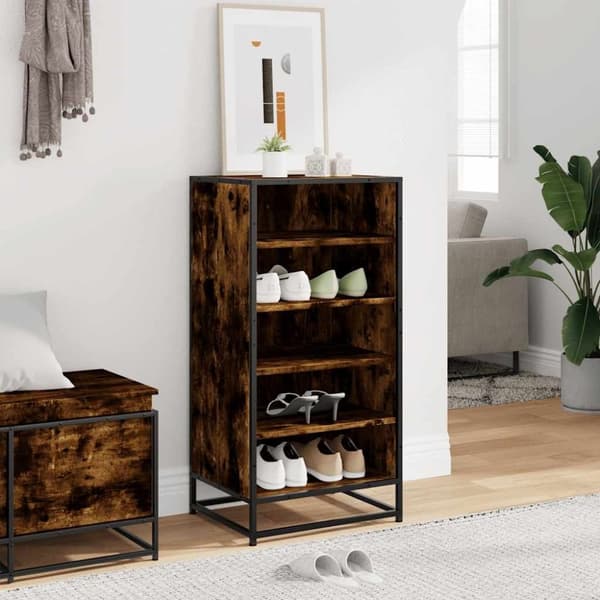 vidaXL skostativ 48x38x97,5 cm konstrueret træ røget egetræsfarve