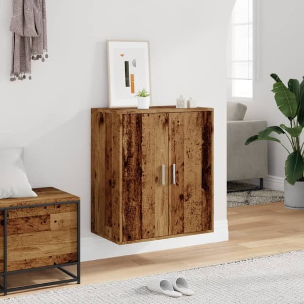 vidaXL Skoskåp åldrat trä 60x35x70 cm konstruerat trä