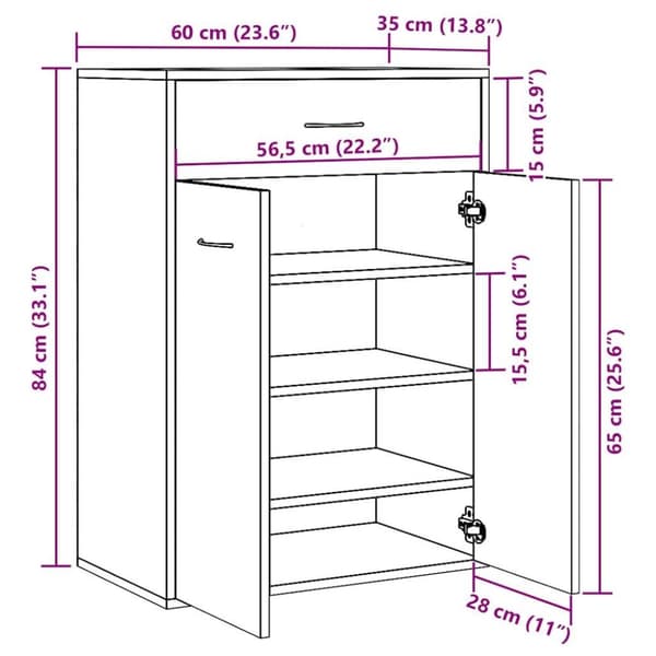 vidaXL skoskab 60x35x84 cm konstrueret træ kunsteg