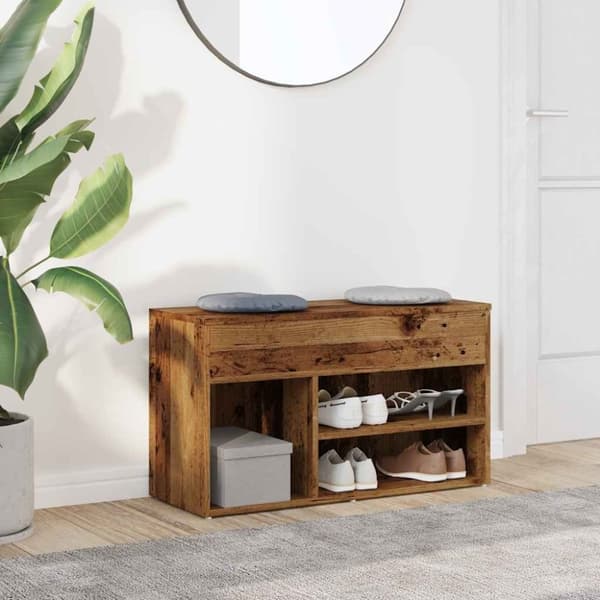 vidaXL Kenkien säilytyspenkki vanhaa puuta 80x30x45 cm lastulevy