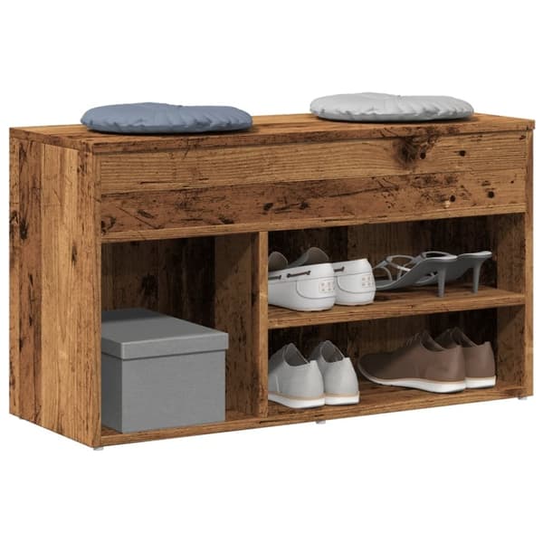 vidaXL Kenkien säilytyspenkki vanhaa puuta 80x30x45 cm lastulevy