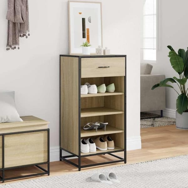vidaXL Skohylle sonoma eik 48x38x97,5 cm konstruert tre