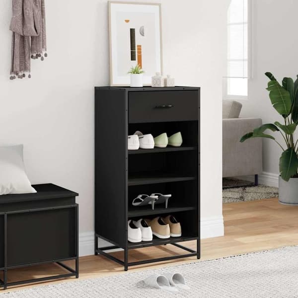 vidaXL Skohylle svart 48x38x97,5 cm konstruert tre