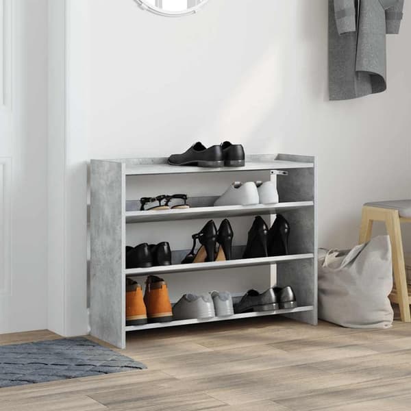 vidaXL Skohylla betonggrå 80x25x62 cm konstruerat trä