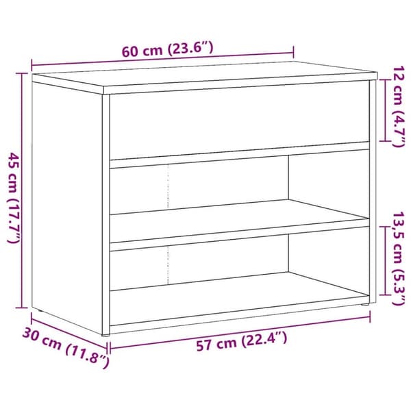 vidaXL Skohylle artisan eik 60x30x45 cm konstruert tre