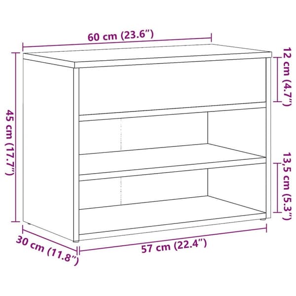 vidaXL skoreol 60x30x45 cm konstrueret træ antikt træ
