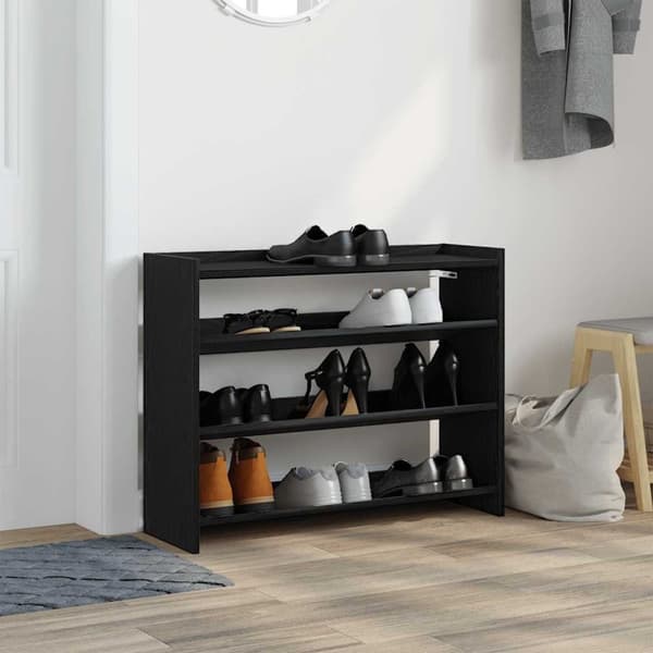 vidaXL Kenkäteline musta 80x25x62 cm tekninen puu