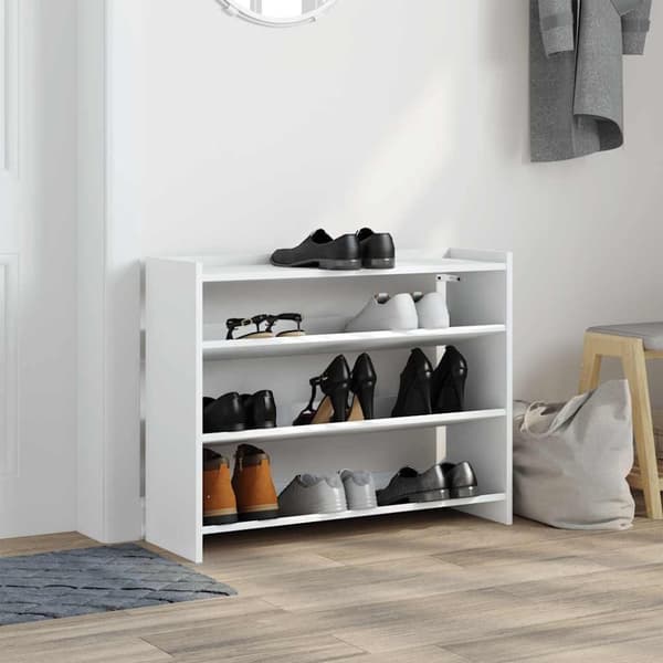 vidaXL Skohylle hvit 80x25x62 cm konstruert tre