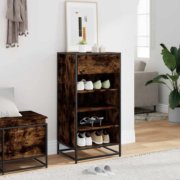 vidaXL Skohylle røkt eik 48x38x97,5 cm konstruert tre