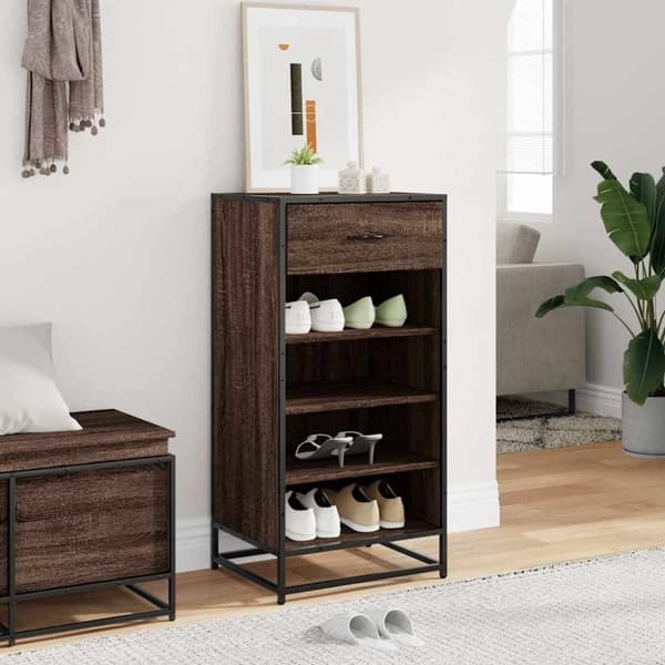 vidaXL Kenkäteline ruskea tammi 48x38x97,5 cm tekninen puu