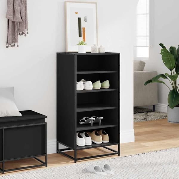 vidaXL Kenkäteline musta 48x38x97,5 cm tekninen puu