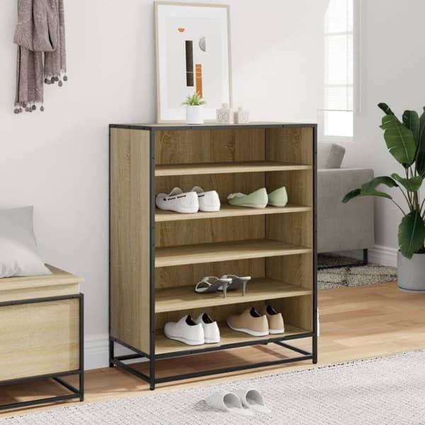 vidaXL Skoskåp sonoma-ek 75x38x97,5 cm konstruerat trä och metall