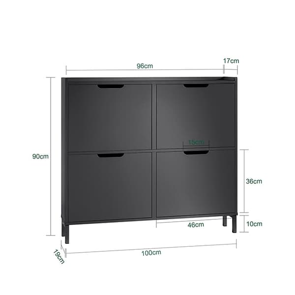 Rootz Skostativ - Opbevaringsorganisering - Skoskab - MDF og metalmateriale - 100cm x 90cm x 19cm