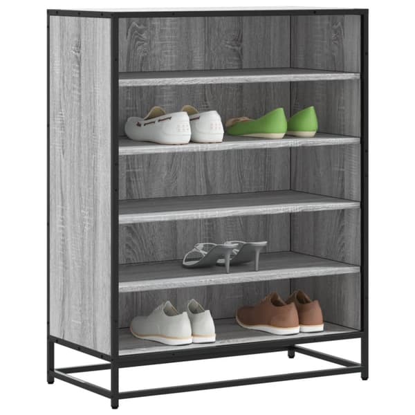 Skoskåp grå sonoma 75x38x97,5 cm konstruerat trä och metall
