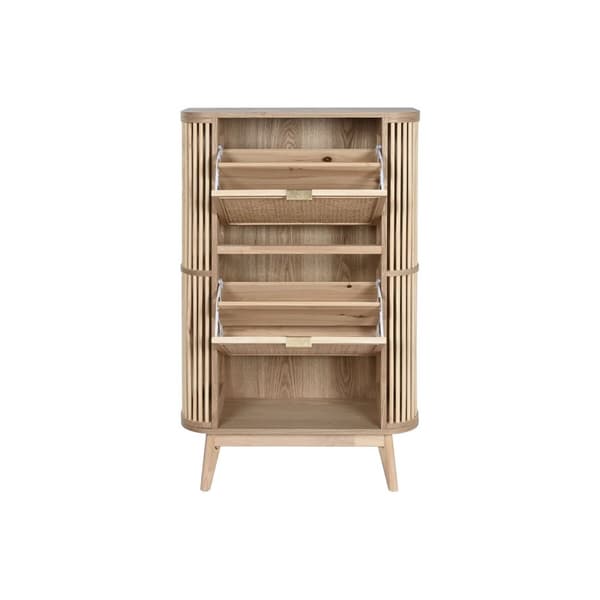 Skostativ Home ESPRIT Gylden Natur Spanskrør Gran Tropisk 70 x 29 x 115 cm