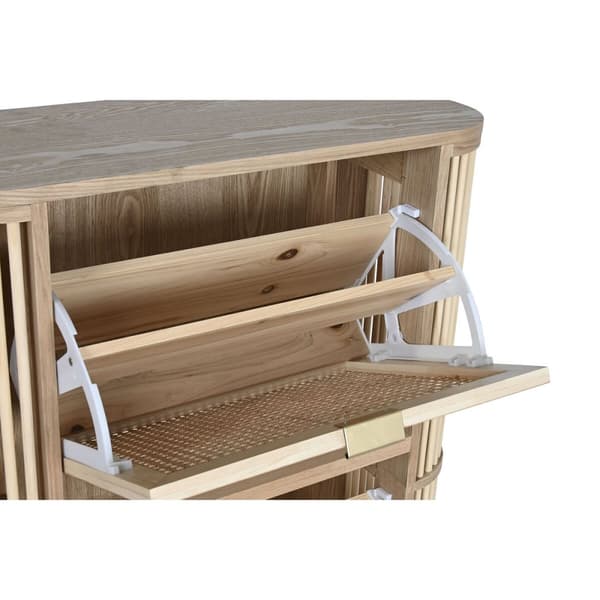 Skostativ Home ESPRIT Gylden Natur Spanskrør Gran Tropisk 70 x 29 x 115 cm