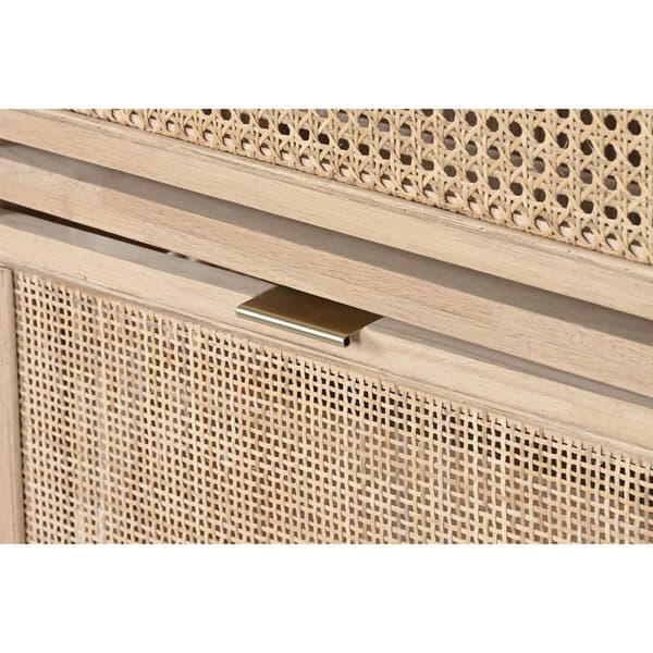 Skostativ Home ESPRIT Gylden Natur Spanskrør Gran Tropisk 70 x 29 x 115 cm