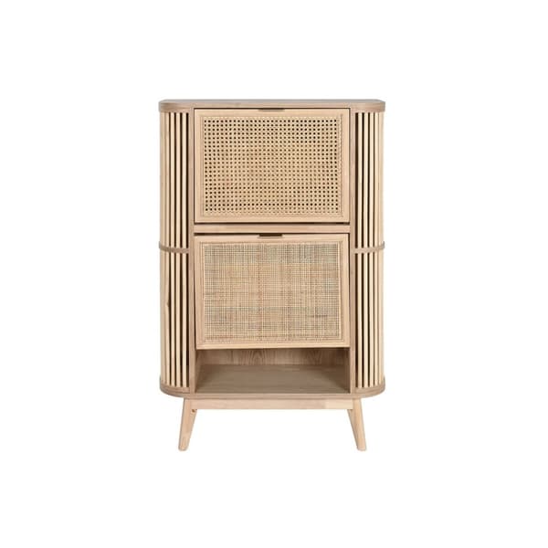Skostativ Home ESPRIT Gylden Natur Spanskrør Gran Tropisk 70 x 29 x 115 cm