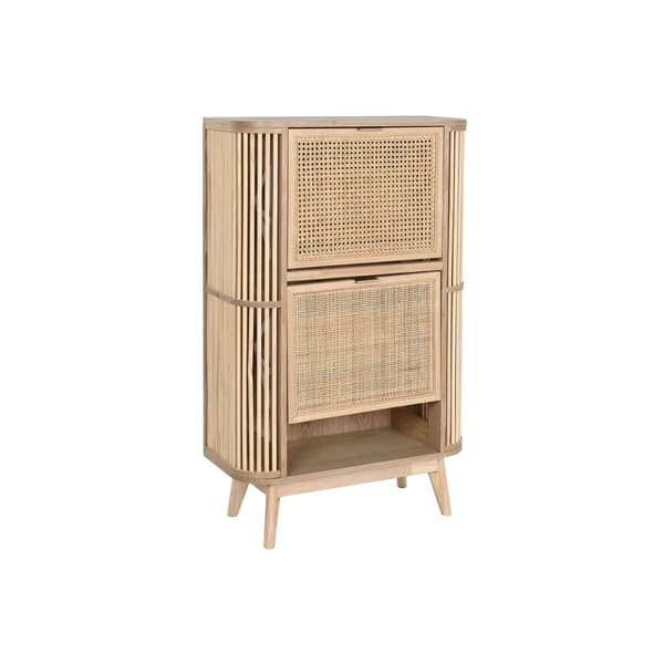 Skostativ Home ESPRIT Gylden Natur Spanskrør Gran Tropisk 70 x 29 x 115 cm