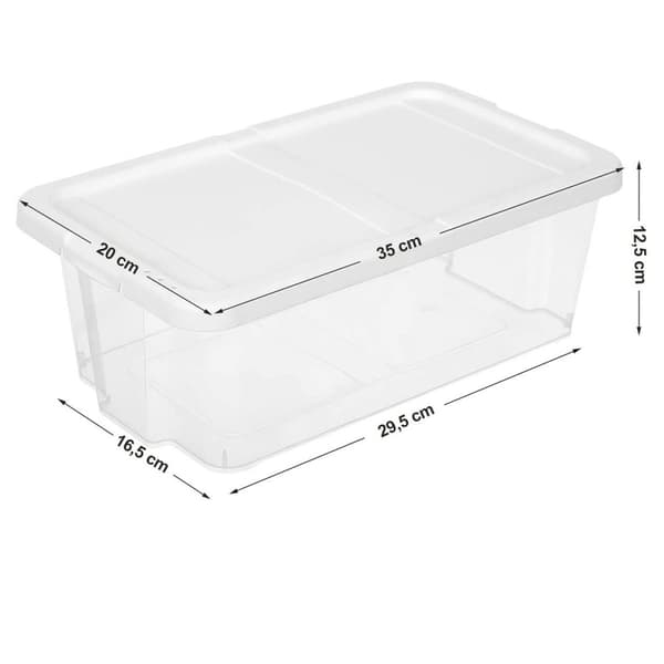 Set med 12 transparenta skokartonger med lock