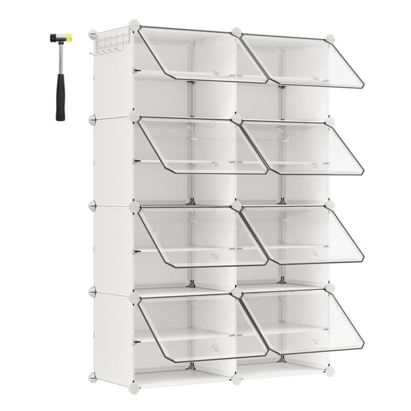 Skoskåp med 8 vita blad - L122 cm