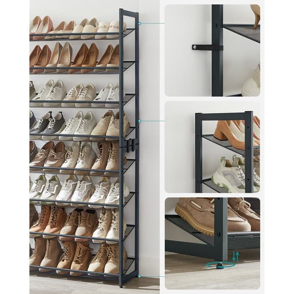 Etagère à chaussures 8 niveaux en métal noir - H163,4 cm