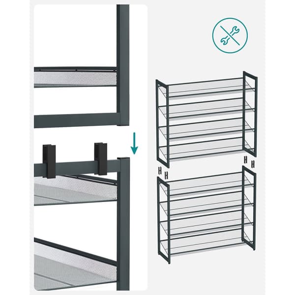 Etagère à chaussures 8 niveaux en métal noir - H163,4 cm