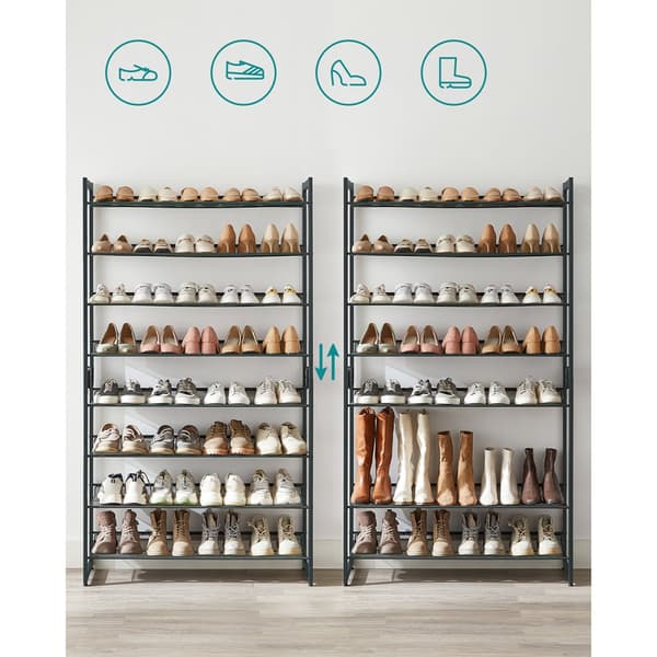 Etagère à chaussures 8 niveaux en métal noir - H163,4 cm