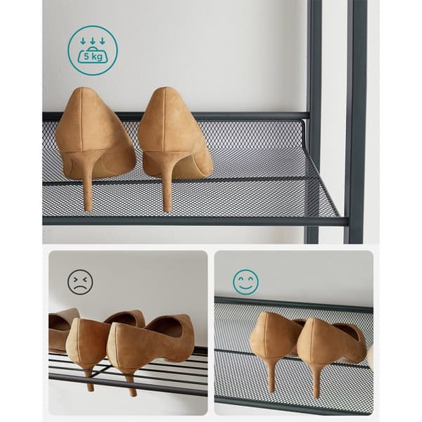 Etagère à chaussures 8 niveaux en métal noir - H163,4 cm