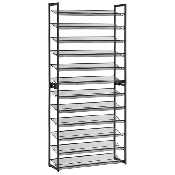 Etagère à chaussures 12 niveaux en métal noir - H221,4 cm