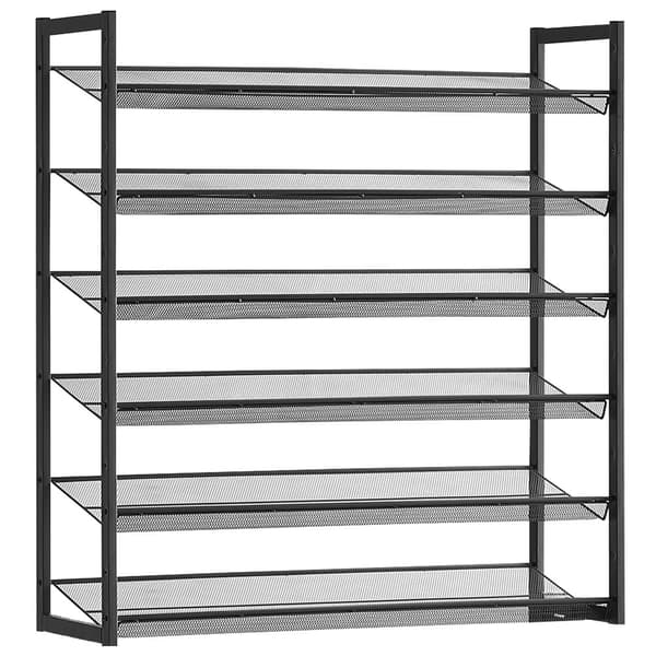Etagère à chaussures 12 niveaux en métal noir - H221,4 cm