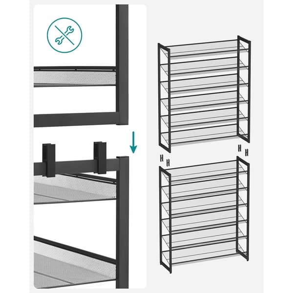 Etagère à chaussures 12 niveaux en métal noir - H221,4 cm